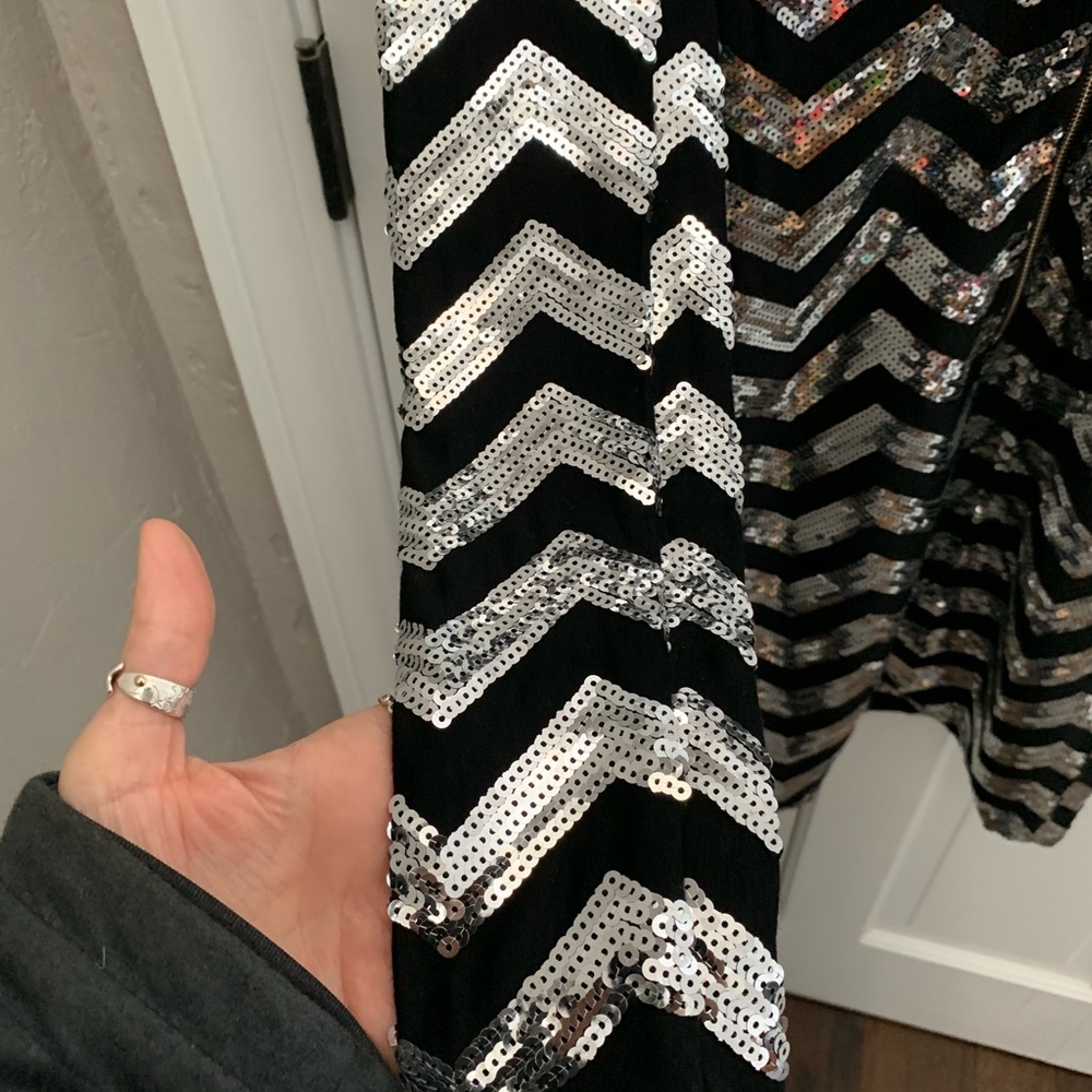 Black and silver chevron sequin dress.